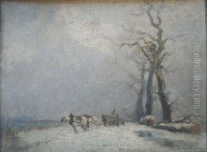 Chevaux Dans La Neige by Leon Broquet