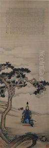 Zhang Tingyan: Color And Ink On Silk 'figure' Painting by Zhang Tingyan