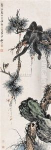 Pine And Monkey by Zhang Wentao