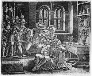 Samson Wird Von Dalila Seiner Haare Beraubt by Hans Brosamer