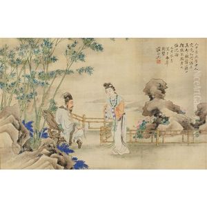 Lady And Scholar In A Garden Lady And Scholar In A Garden