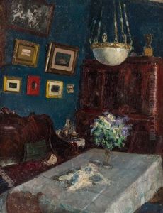 Interior Scene by Stanislav Yulianovich Zhukovsky