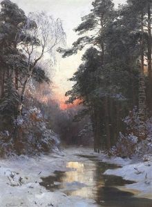 Winter Sunset On A Stream by Stanislav Yulianovich Zhukovsky