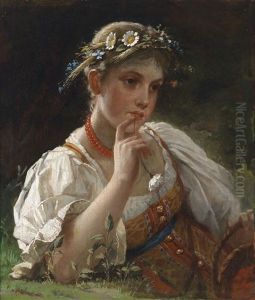 Madchen Mit Blumenkranz by Firs Sergeevich Zhuravlev