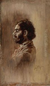 Male Portrait by Mihaly von Zichy