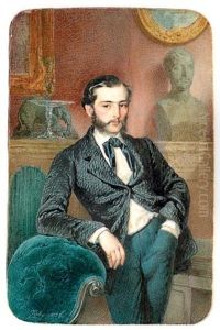 Portrait D'un Jeune Homme De Qualite, Dans Son Interieur by Mihaly von Zichy
