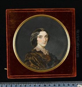 A Lady Wearing Brown Dress Trimmed With Black Lace And Small White Lace Collar
