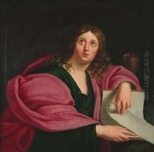 Darstellung Des Evangelisten Johannes Mit Seinen Symbolen Buch, Kelch Und Schlange