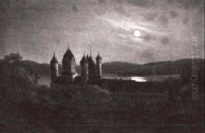 Maria Laach Bei Nacht Und Vollmond by Gustav Zick