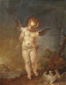 Nachdenklicher Amor Ein Taubenpaar Betrachtend by Januarius Zick