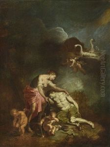 The Birth Of Adonis - Venus Lamenting The Death Of Adonis (pair) by Januarius Zick