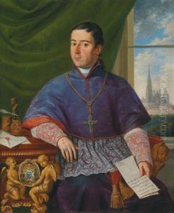 Bildnis Ludovico Altieri, Im Hintergrund Blick Auf Den Stephansdom Bildnis Ludovico Altieri, Im Hintergrund Blick Auf Den Stephansdom