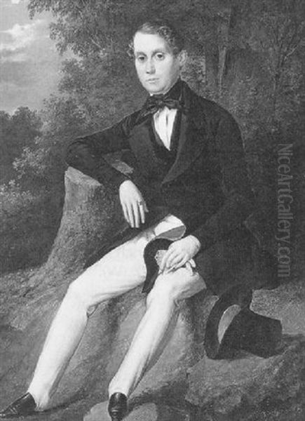 Portrait Eines Jungen Herrn In Einer Landschaft Sitzend - view 1