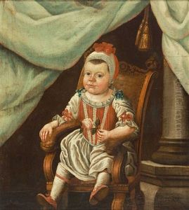 Portrait Eines Kleinkindes Im Prachtvollen Gewand Auf Einem Sessel by Xaver Ziegler