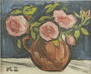 Roses In Vase by Kazimierz Zieleniewski