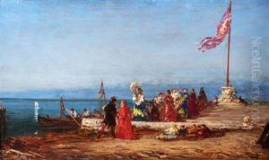 Promenade Des Elegantes Sur Le Quai A Venise