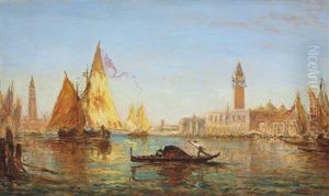Venise, Gondole Et Voiliers Sur Le Grand Canal