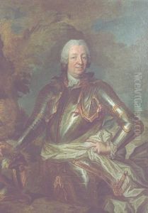 Portrait Of A Military Commander, Wearing Armour With Lace Chemise, With Wrap And Wig