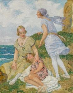 Drei Frauen Am Meer by Francois Edouard Zier