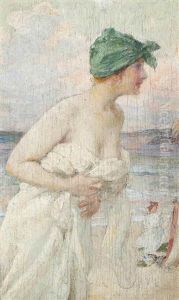 A Bather At Dusk by Francois Edouard Zier