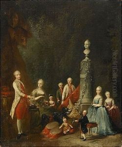 Portratt Av Kejsarinnan Maria Theresia Av Osterrike Och Hennes Son Den Samregerande Kejsaren Josef Ii Samt Flera Av Hennes Ovriga Barn