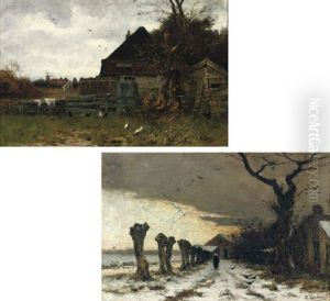 A Farmhouse In Autumn (+ Winter In A Village; Pair) by Philip Zilcken