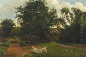Landskab Med Far Ved En Skovvej by Vilhelm (Joh. V.) Zillen