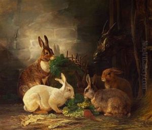 Stable With Rabbits And A Goat by Vilhelm (Joh. V.) Zillen