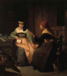 Bondstugeinterior Med Tva Kvinnor by Franz Xaver Zimmer
