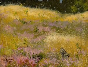 Meadow With Heather In Blossom