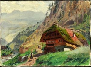 Schwarzwaldhaus In Den Bergen by Wilhelm Carl August Zimmer