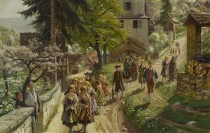 Nach Dem Kirchgang by Wilhelm Carl August Zimmer