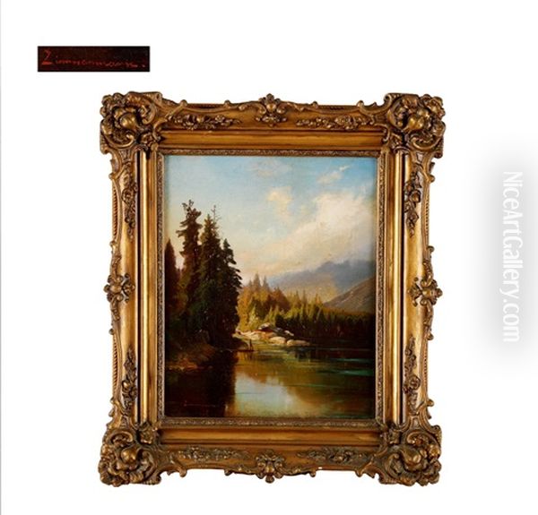 Fisherman At The Foot Of The Alps - view 1