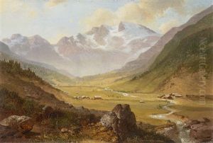 Voralpenlandschaft Mit Blick Auf Bergmassiv Voralpenlandschaft Mit Blick Auf Bergmassiv