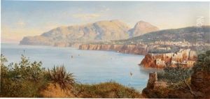 Coastal Landscape In Sorrento Near Naples by August Albert Zimmermann