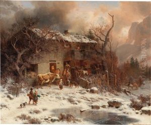 Winter Landscape,  Arrival Of The Visitor