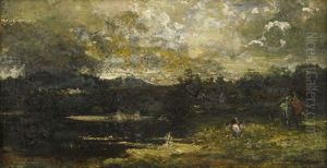 Voralpenandschaft Bei Aufziehendem Gewitter by August Richard Zimmermann