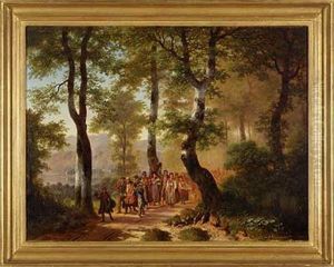 Hochzeitszug Am Seeufer by August Richard Zimmermann