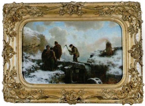 Winterlandschaft Mit Vereister Wassermuhle - view 1