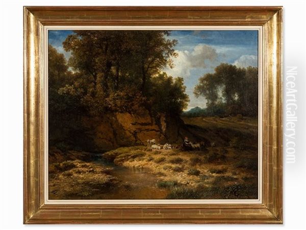 Flock Of Sheep With Girl - view 1