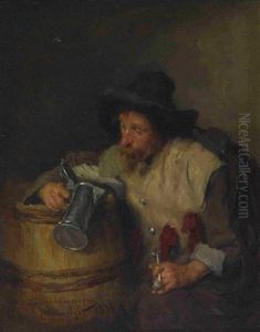 Pfeifenraucher Am Weinfass