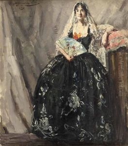 Spanierin Mit Facher by Ernst Reinhard Zimmermann