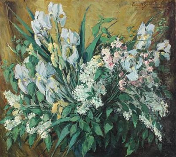 Still Life With Blue And Yellow Irises And Lilacs - view 1