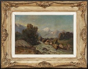 Paysage De Montagne Avec Torrent by Friedrich Zimmermann