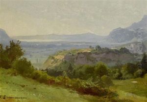 Weite Landschaft Mit Einem See Im Hintergrund by Friedrich Zimmermann