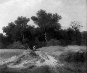 Reisigsammlerin Auf Dem Weg Am Waldrand by Max Zimmermann