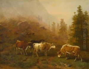 Kuhe Und Ziegen Auf Der Alm