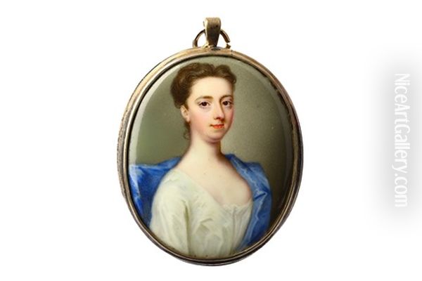 1720 Enamel On Copper Gold Frame With Reeded Edge Oval - view 1