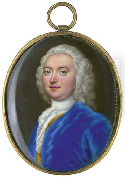 Bildnis Eines Herrn Genannt Lord Delamer Mit Weiser Perucke Im Blauen Samtrock Mit Spitzenhalstuch - view 1