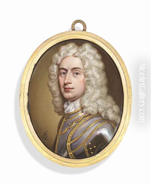 A Gentleman, In Gilt-edged Armour And Long Powdered Curling Wig - view 1